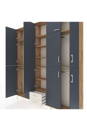 Arges Dolap 10 Raflı 2 Çekmeceli 4 Askılı 220x30x243 Çam-Antrasit/Aytaşı