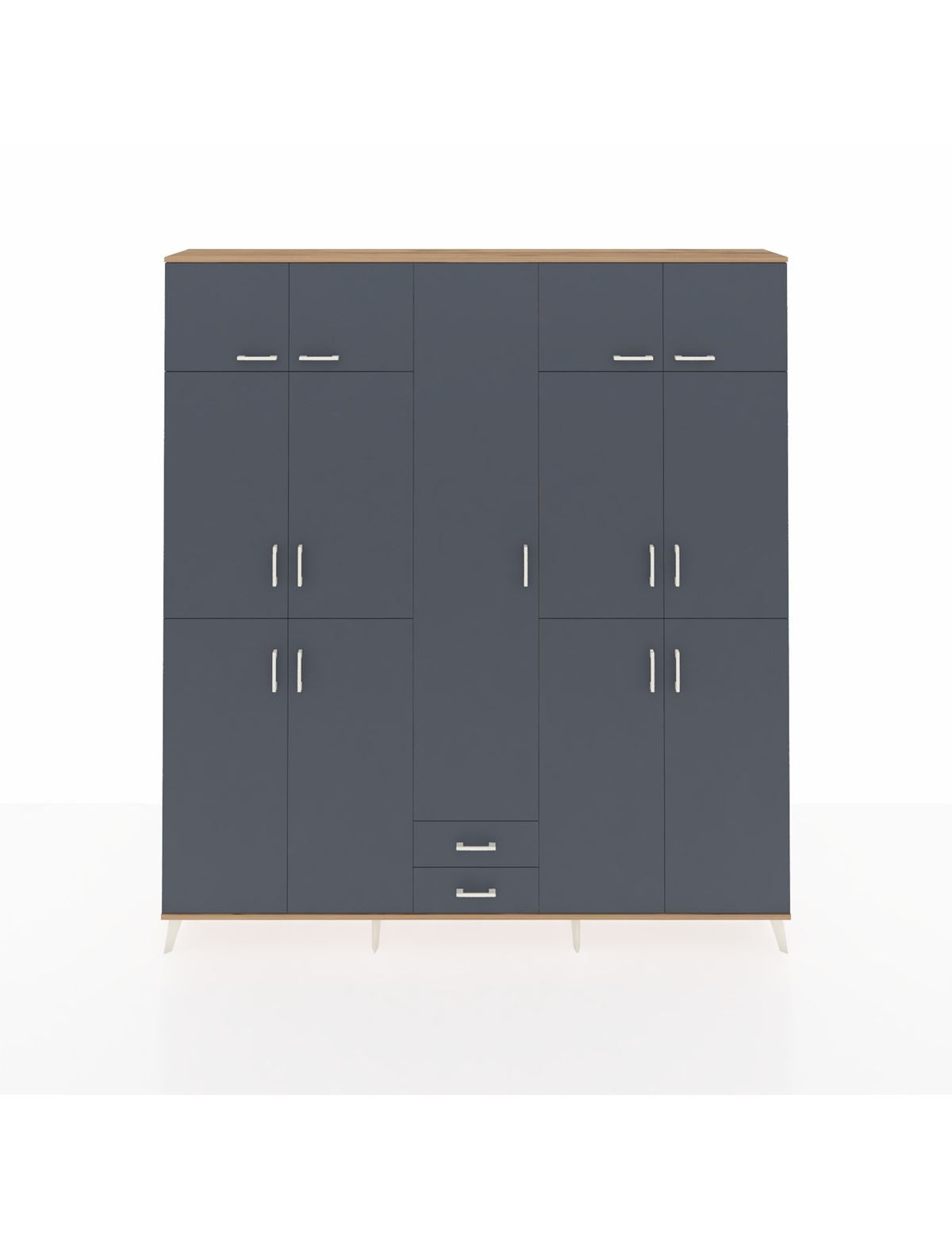 Arges Gardrop 10 Raflı 2 Çekmeceli 4 Askılı 220x30x243 Çam-Antrasit