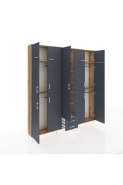 Arges Gardrop 10 Raflı 2 Çekmeceli 4 Askılı 220x30x243 Çam-Antrasit