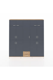 Arges Dolap 10 Raflı 2 Çekmeceli 4 Askılı 220x30x243 Çam-Antrasit/Çam