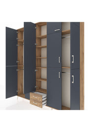 Arges Dolap 10 Raflı 2 Çekmeceli 4 Askılı 220x30x243 Çam-Antrasit/Çam