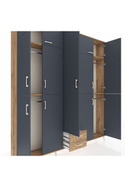 Arges Dolap 10 Raflı 2 Çekmeceli 4 Askılı 220x30x243 Çam-Antrasit/Çam