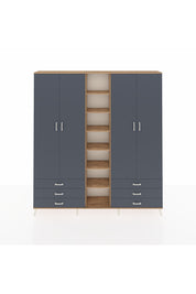 Arges Gardrop 13 Raflı 6 Çekmeceli 2 Askılı 220x30x243 Çam-Antrasit