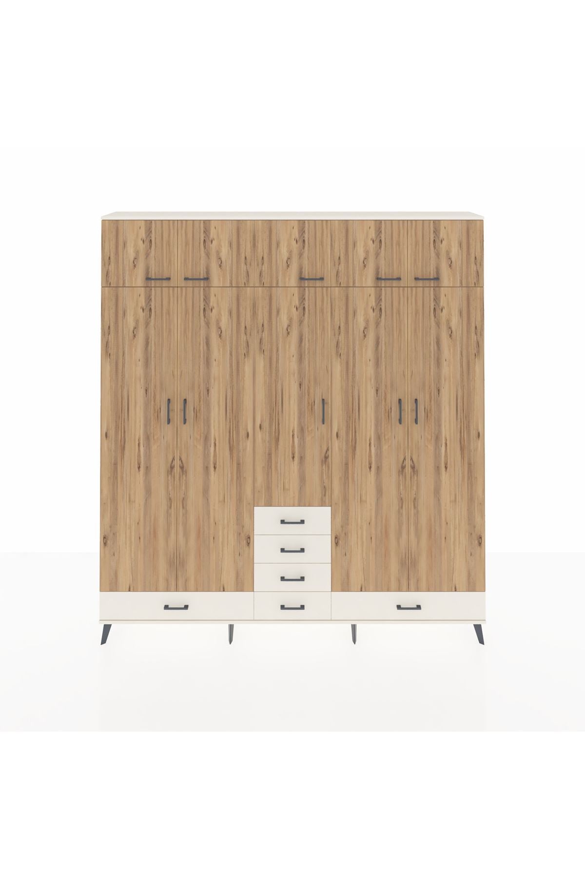 Arges Dolap 6 Raflı 6 Çekmeceli 4 Askılı 220x30x243 Aytaşı-Çam/Aytaşı