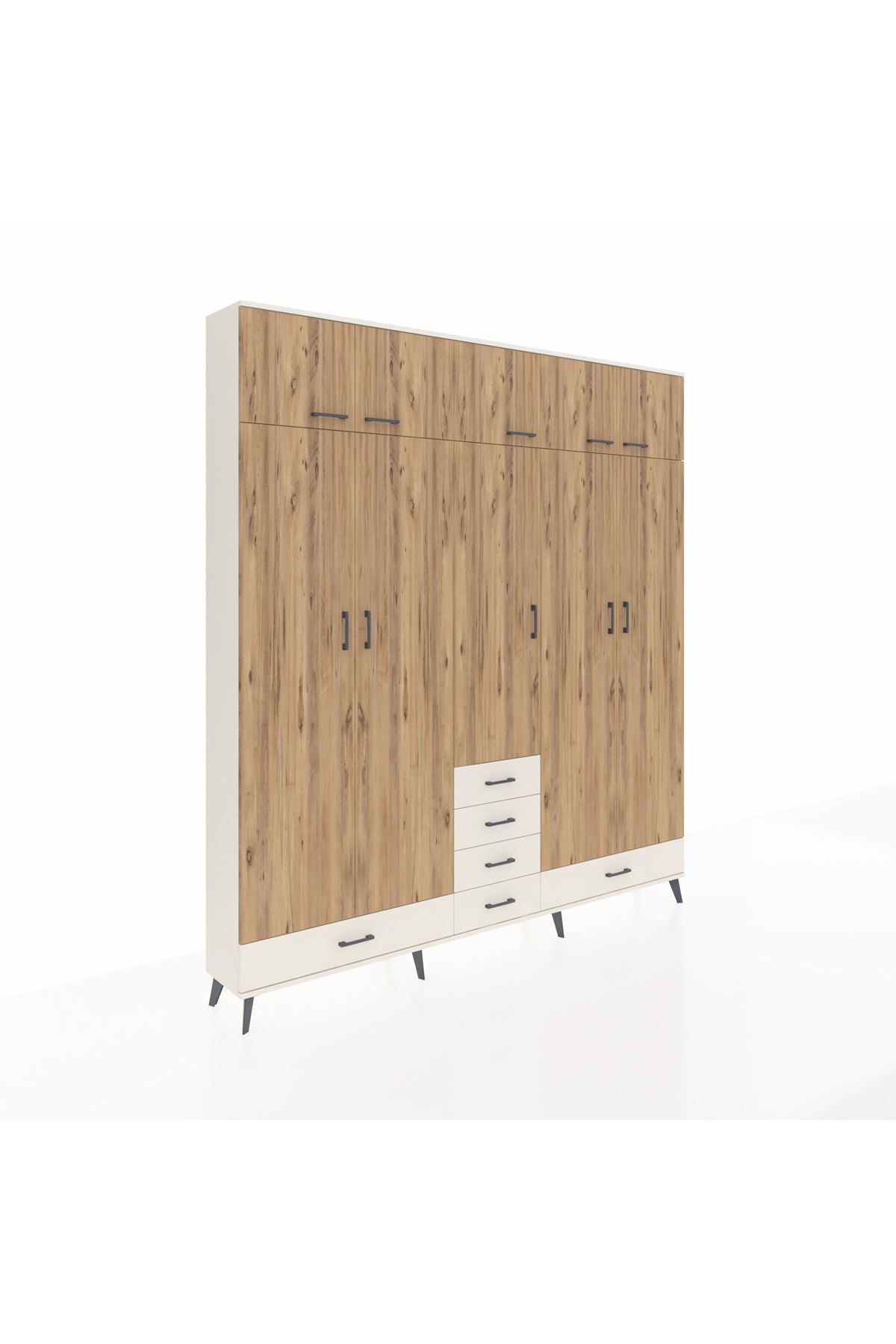 Arges Dolap 6 Raflı 6 Çekmeceli 4 Askılı 220x30x243 Aytaşı-Çam/Aytaşı