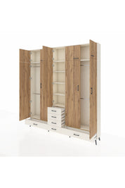 Arges Dolap 6 Raflı 6 Çekmeceli 4 Askılı 220x30x243 Aytaşı-Çam/Aytaşı
