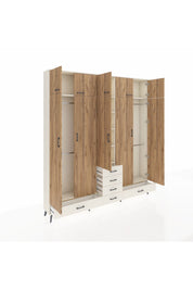 Arges Dolap 6 Raflı 6 Çekmeceli 4 Askılı 220x30x243 Aytaşı-Çam/Aytaşı