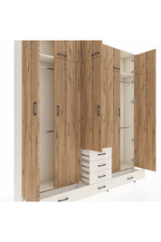 Arges Dolap 6 Raflı 6 Çekmeceli 4 Askılı 220x30x243 Aytaşı-Çam/Aytaşı