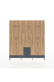 Arges Dolap 6 Raflı 6 Çekmeceli 4 Askılı 220x30x243 Aytaşı-Çam/Antrasit