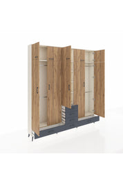 Arges Dolap 6 Raflı 6 Çekmeceli 4 Askılı 220x30x243 Aytaşı-Çam/Antrasit