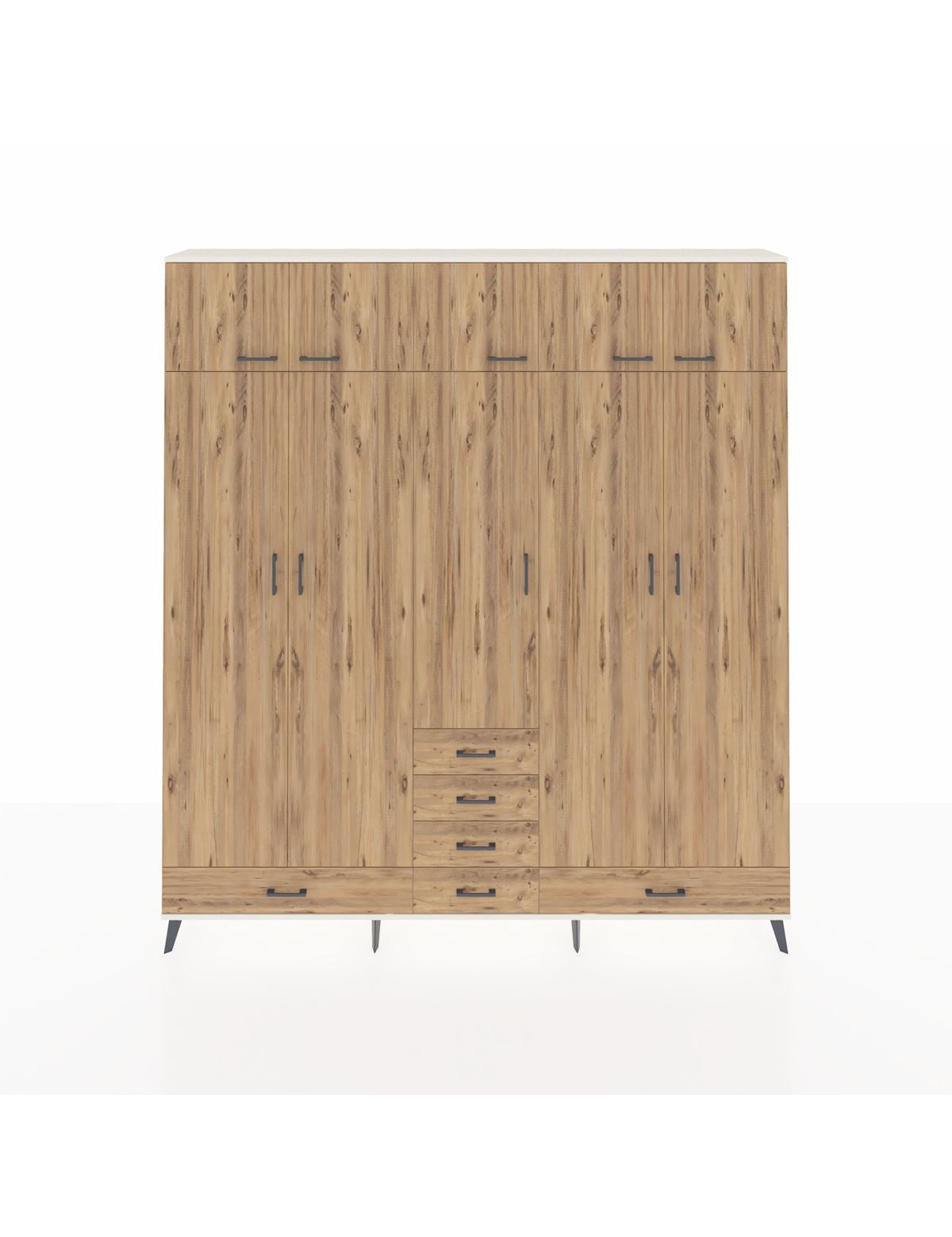 Arges Gardrop 6 Raflı 6 Çekmeceli 4 Askılı 220x30x243 Aytaşı-Çam