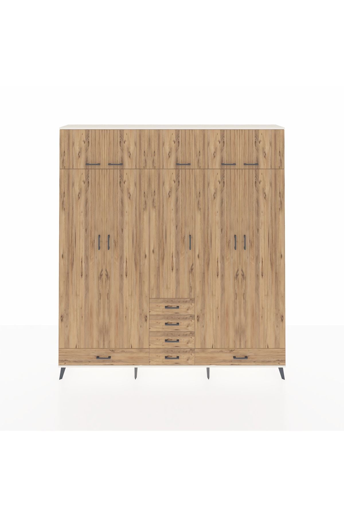 Arges Gardrop 6 Raflı 6 Çekmeceli 4 Askılı 220x30x243 Aytaşı-Çam