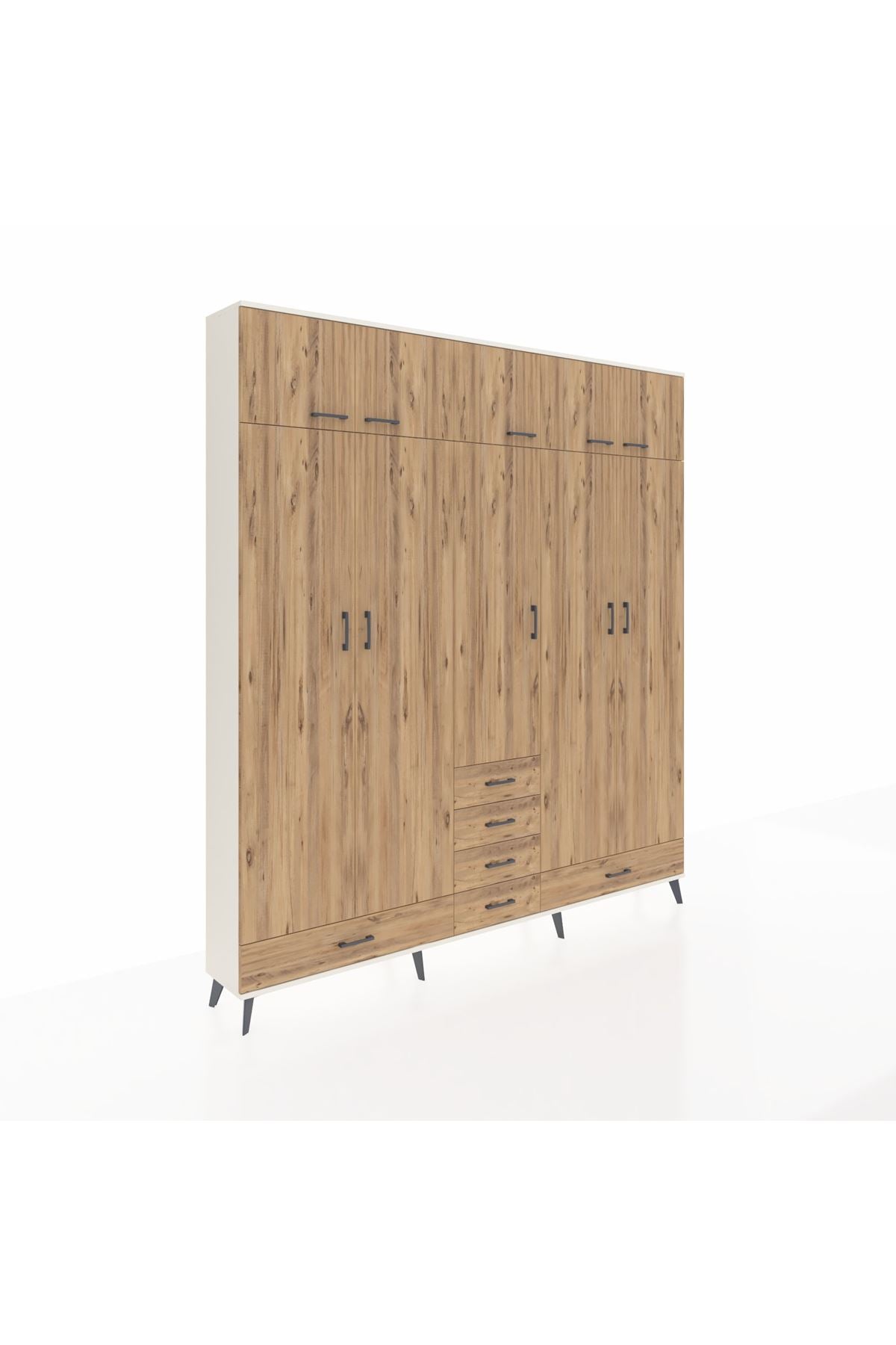 Arges Gardrop 6 Raflı 6 Çekmeceli 4 Askılı 220x30x243 Aytaşı-Çam