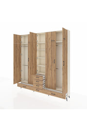 Arges Gardrop 6 Raflı 6 Çekmeceli 4 Askılı 220x30x243 Aytaşı-Çam