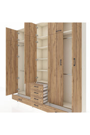 Arges Gardrop 6 Raflı 6 Çekmeceli 4 Askılı 220x30x243 Aytaşı-Çam