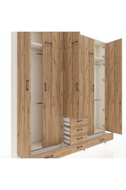 Arges Gardrop 6 Raflı 6 Çekmeceli 4 Askılı 220x30x243 Aytaşı-Çam