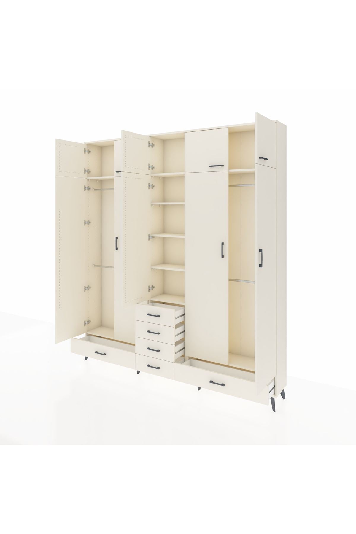 Arges Gardrop 6 Raflı 6 Çekmeceli 4 Askılı 220x30x243 Aytaşı-Aytaşı