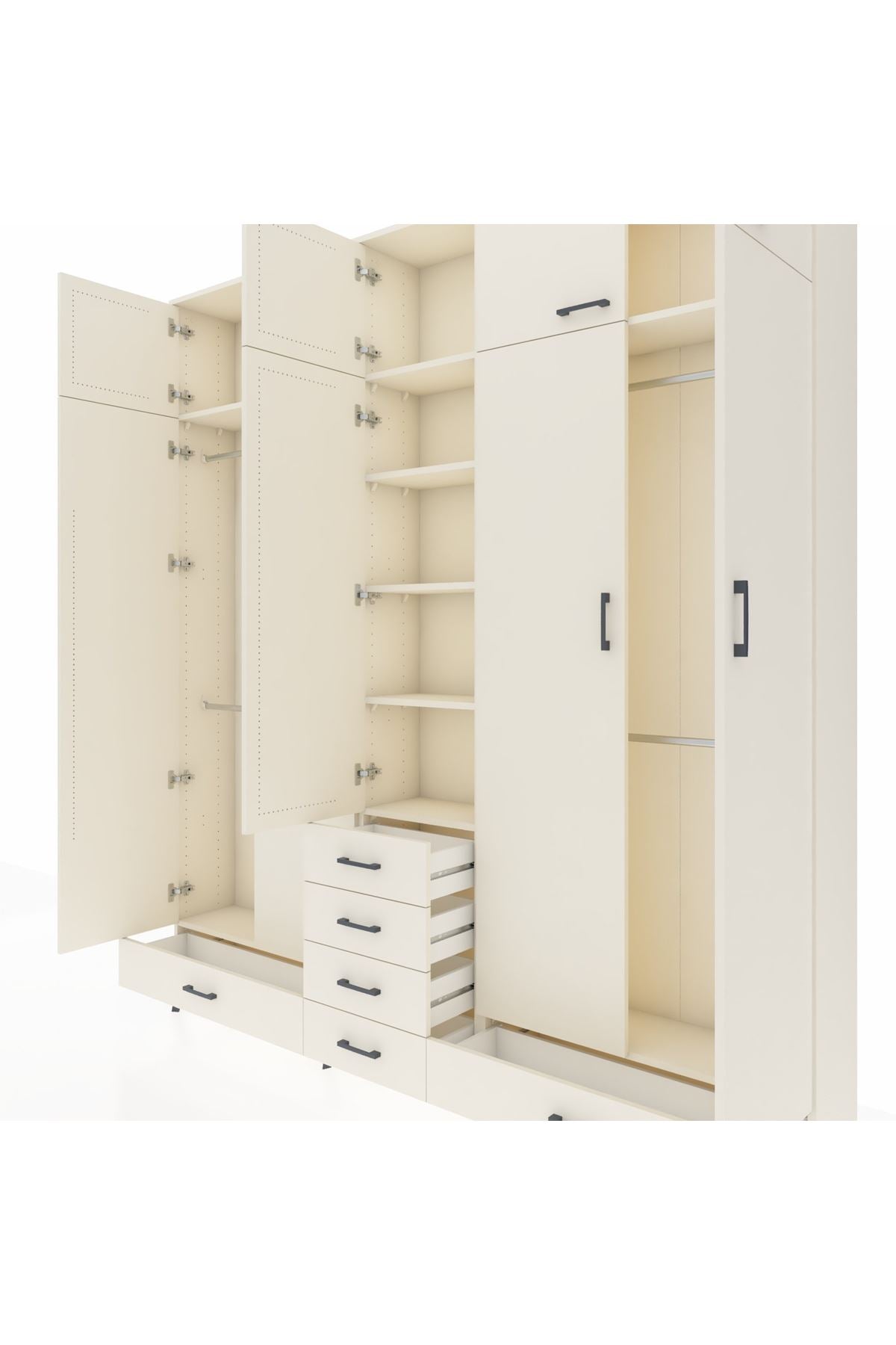 Arges Gardrop 6 Raflı 6 Çekmeceli 4 Askılı 220x30x243 Aytaşı-Aytaşı