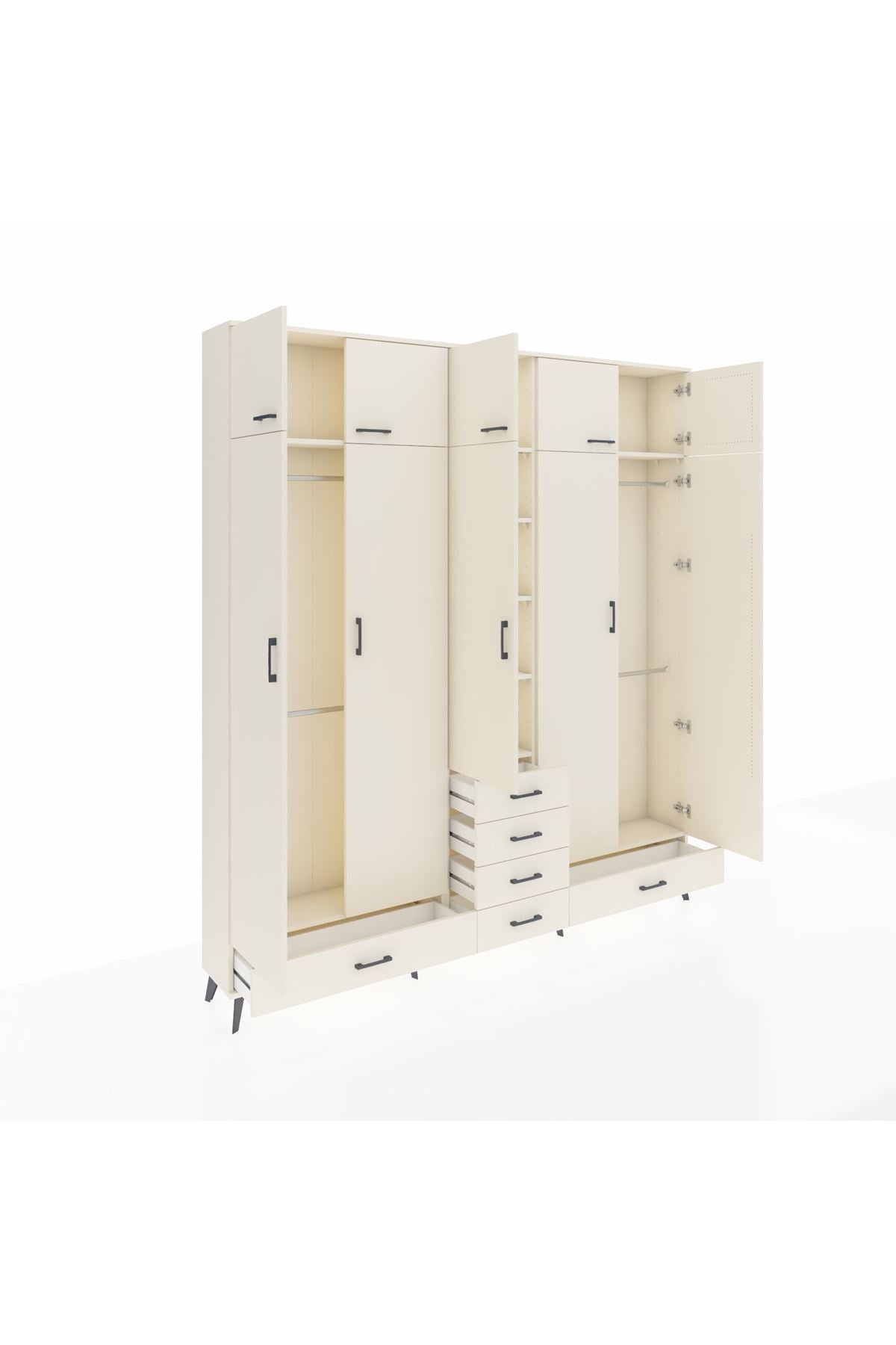 Arges Gardrop 6 Raflı 6 Çekmeceli 4 Askılı 220x30x243 Aytaşı-Aytaşı