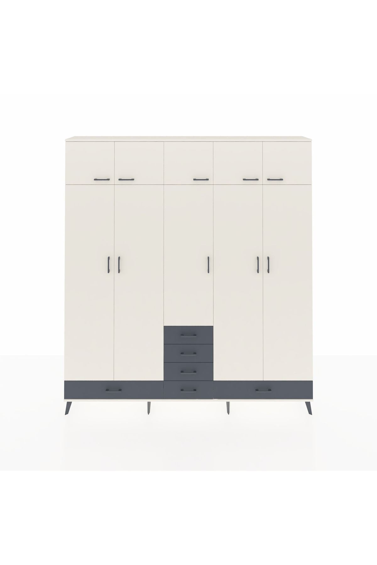 Arges Dolap 6 Raflı 6 Çekmeceli 4 Askılı 220x30x243 Aytaşı-Aytaşı/Antrasit