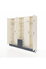 Arges Dolap 6 Raflı 6 Çekmeceli 4 Askılı 220x30x243 Aytaşı-Aytaşı/Antrasit