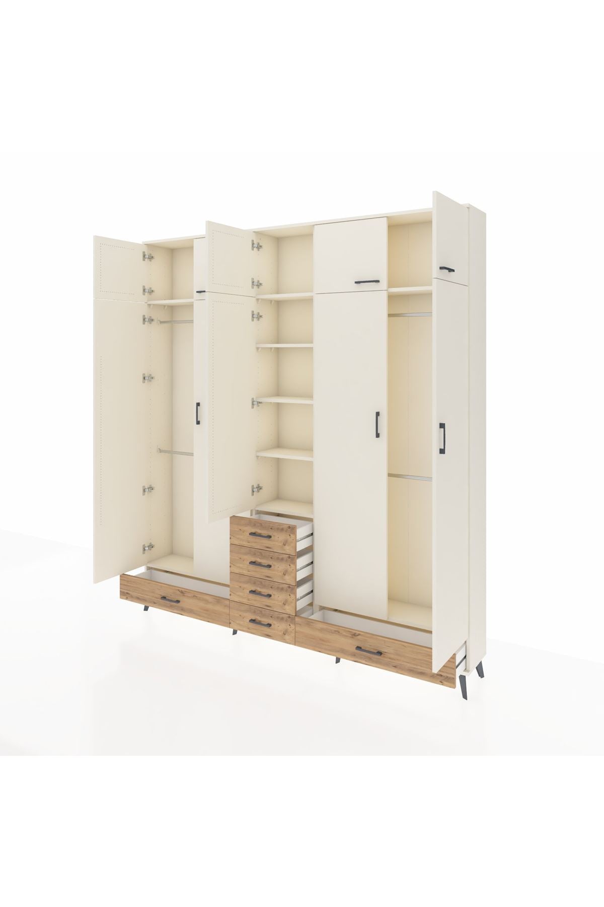 Arges Dolap 6 Raflı 6 Çekmeceli 4 Askılı 220x30x243 Aytaşı-Aytaşı/Çam