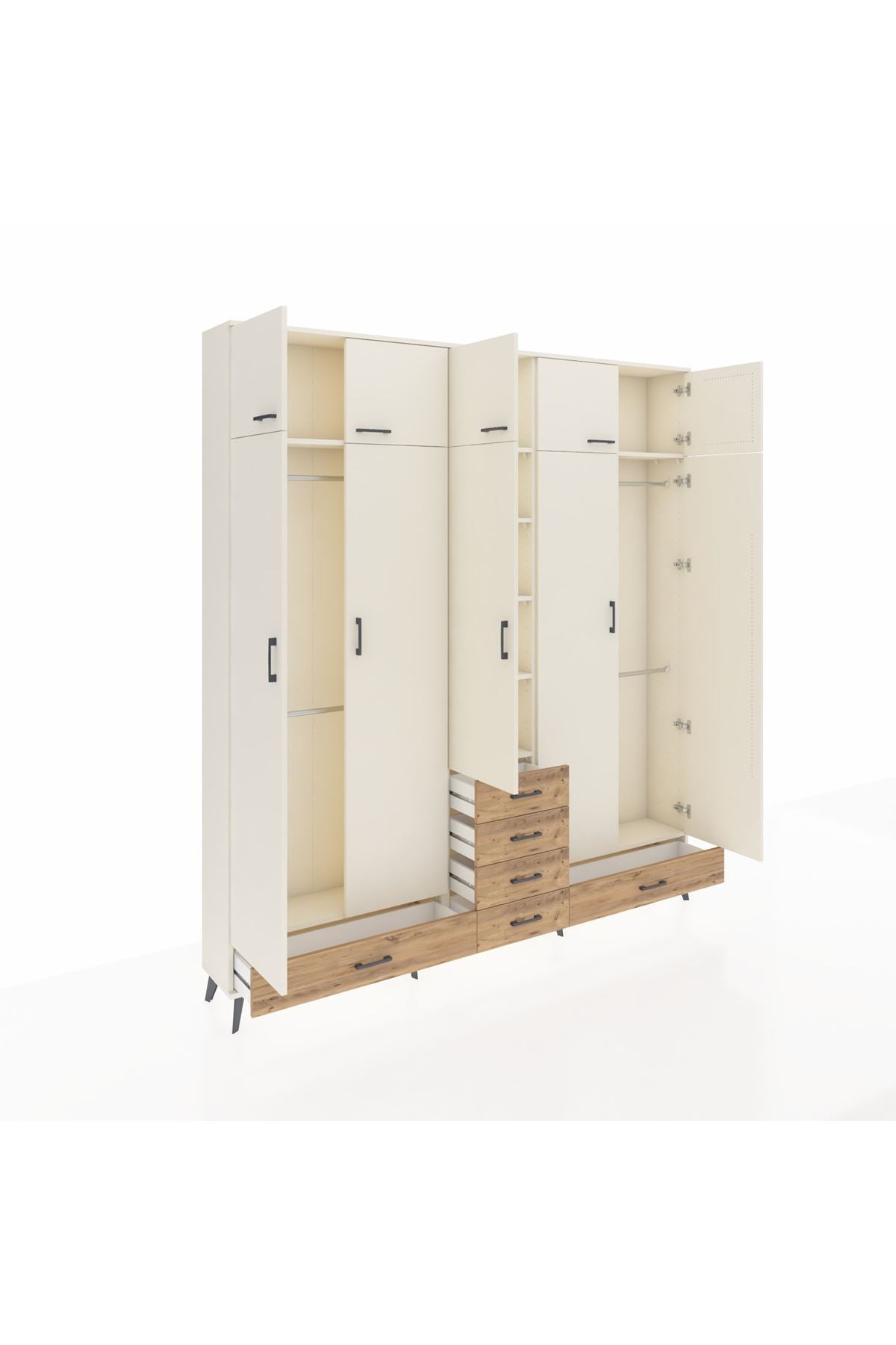 Arges Dolap 6 Raflı 6 Çekmeceli 4 Askılı 220x30x243 Aytaşı-Aytaşı/Çam