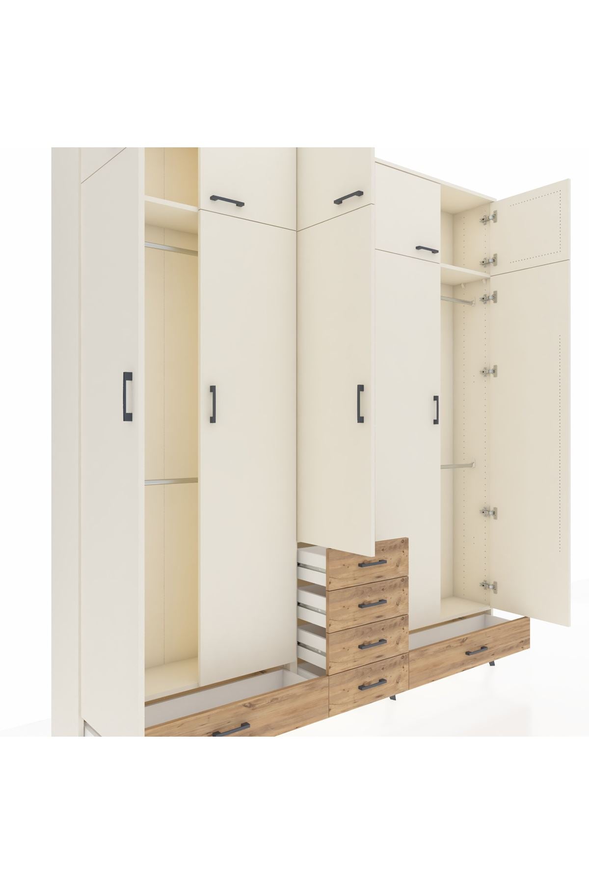 Arges Dolap 6 Raflı 6 Çekmeceli 4 Askılı 220x30x243 Aytaşı-Aytaşı/Çam