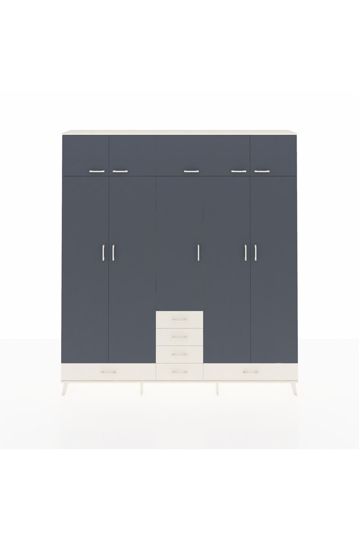 Arges Dolap 6 Raflı 6 Çekmeceli 4 Askılı 220x30x243 Aytaşı-Antrasit/Aytaşı