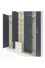 Arges Dolap 6 Raflı 6 Çekmeceli 4 Askılı 220x30x243 Aytaşı-Antrasit/Aytaşı