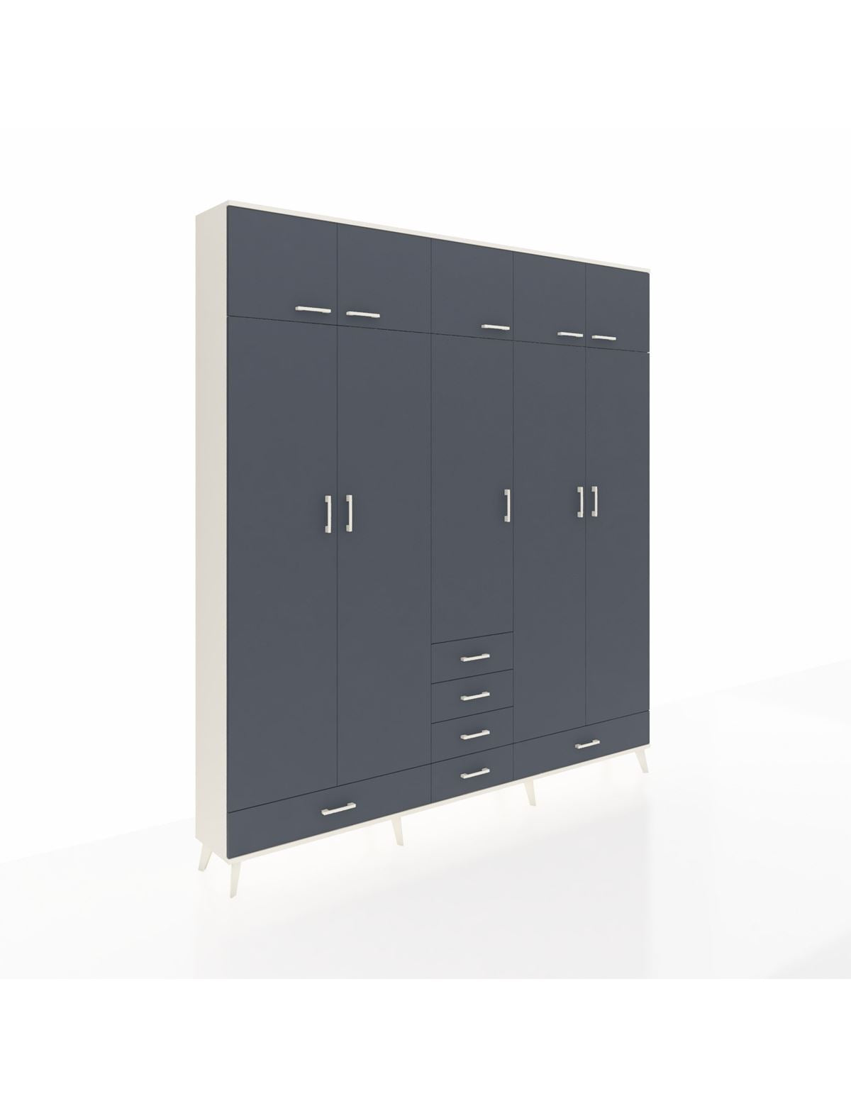 Arges Gardrop 6 Raflı 6 Çekmeceli 4 Askılı 220x30x243 Aytaşı-Antrasit