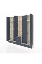 Arges Gardrop 6 Raflı 6 Çekmeceli 4 Askılı 220x30x243 Aytaşı-Antrasit