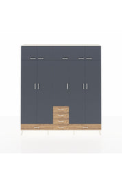 Arges Dolap 6 Raflı 6 Çekmeceli 4 Askılı 220x30x243 Aytaşı-Antrasit/Çam