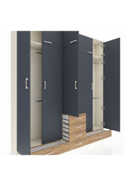 Arges Dolap 6 Raflı 6 Çekmeceli 4 Askılı 220x30x243 Aytaşı-Antrasit/Çam