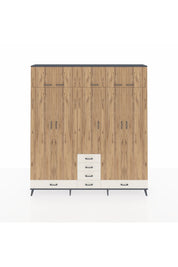 Arges Dolap 6 Raflı 6 Çekmeceli 4 Askılı 220x30x243 Antrasit-Çam/Aytaşı