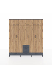 Arges Dolap 6 Raflı 6 Çekmeceli 4 Askılı 220x30x243 Antrasit-Çam/Antrasit