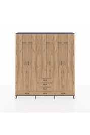 Arges Gardrop 6 Raflı 6 Çekmeceli 4 Askılı 220x30x243 Antrasit-Çam