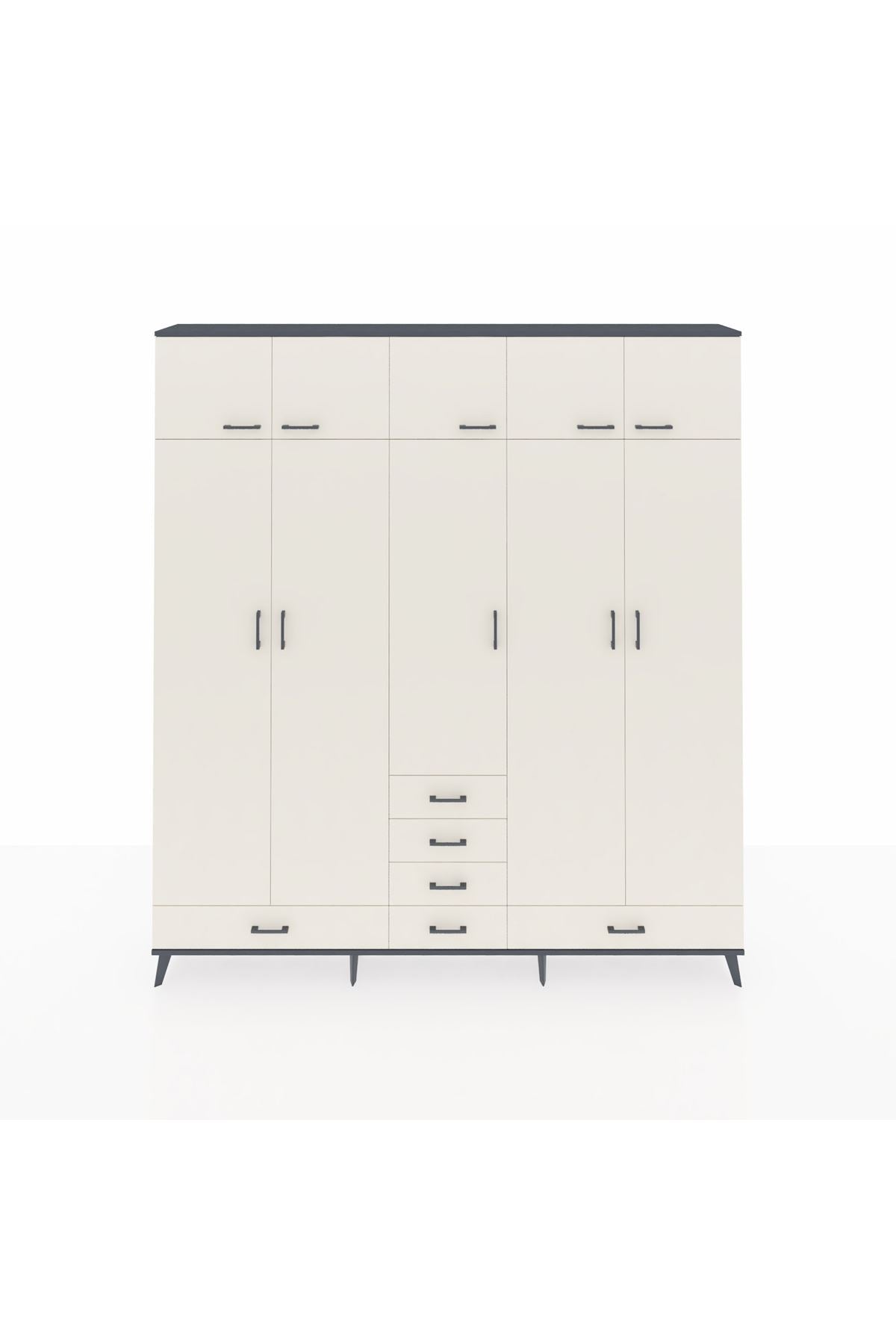 Arges Gardrop 6 Raflı 6 Çekmeceli 4 Askılı 220x30x243 Antrasit-Aytaşı