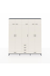 Arges Gardrop 6 Raflı 6 Çekmeceli 4 Askılı 220x30x243 Antrasit-Aytaşı