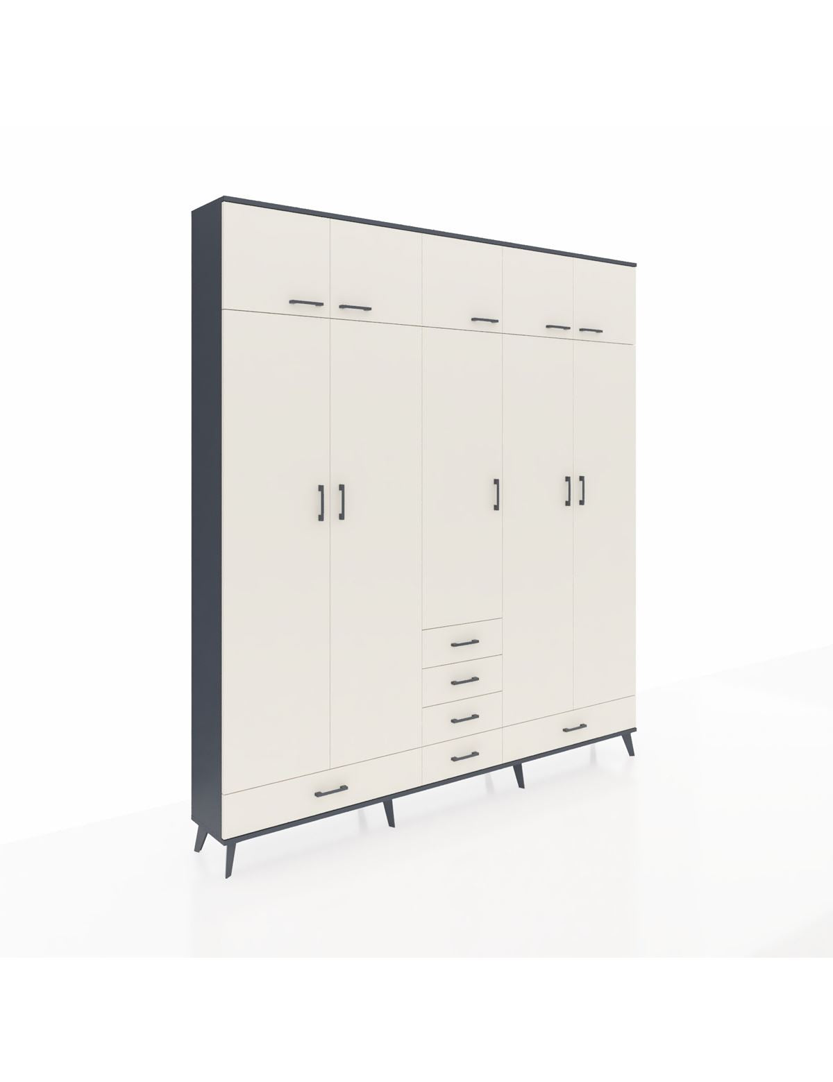 Arges Gardrop 6 Raflı 6 Çekmeceli 4 Askılı 220x30x243 Antrasit-Aytaşı