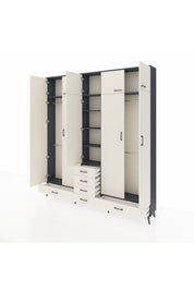 Arges Gardrop 6 Raflı 6 Çekmeceli 4 Askılı 220x30x243 Antrasit-Aytaşı