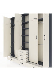 Arges Gardrop 6 Raflı 6 Çekmeceli 4 Askılı 220x30x243 Antrasit-Aytaşı