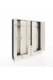 Arges Gardrop 6 Raflı 6 Çekmeceli 4 Askılı 220x30x243 Antrasit-Aytaşı