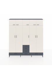 Arges Dolap 6 Raflı 6 Çekmeceli 4 Askılı 220x30x243 Antrasit-Aytaşı/Antrasit