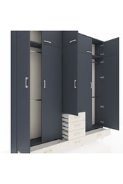 Arges Dolap 6 Raflı 6 Çekmeceli 4 Askılı 220x30x243 Antrasit-Antrasit/Aytaşı