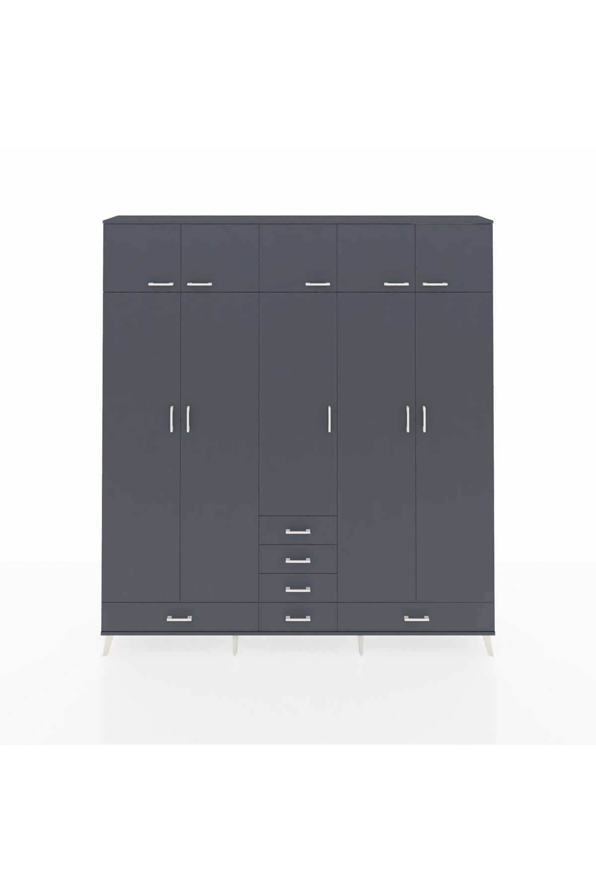 Arges Gardrop 6 Raflı 6 Çekmeceli 4 Askılı 220x30x243 Antrasit-Antrasit