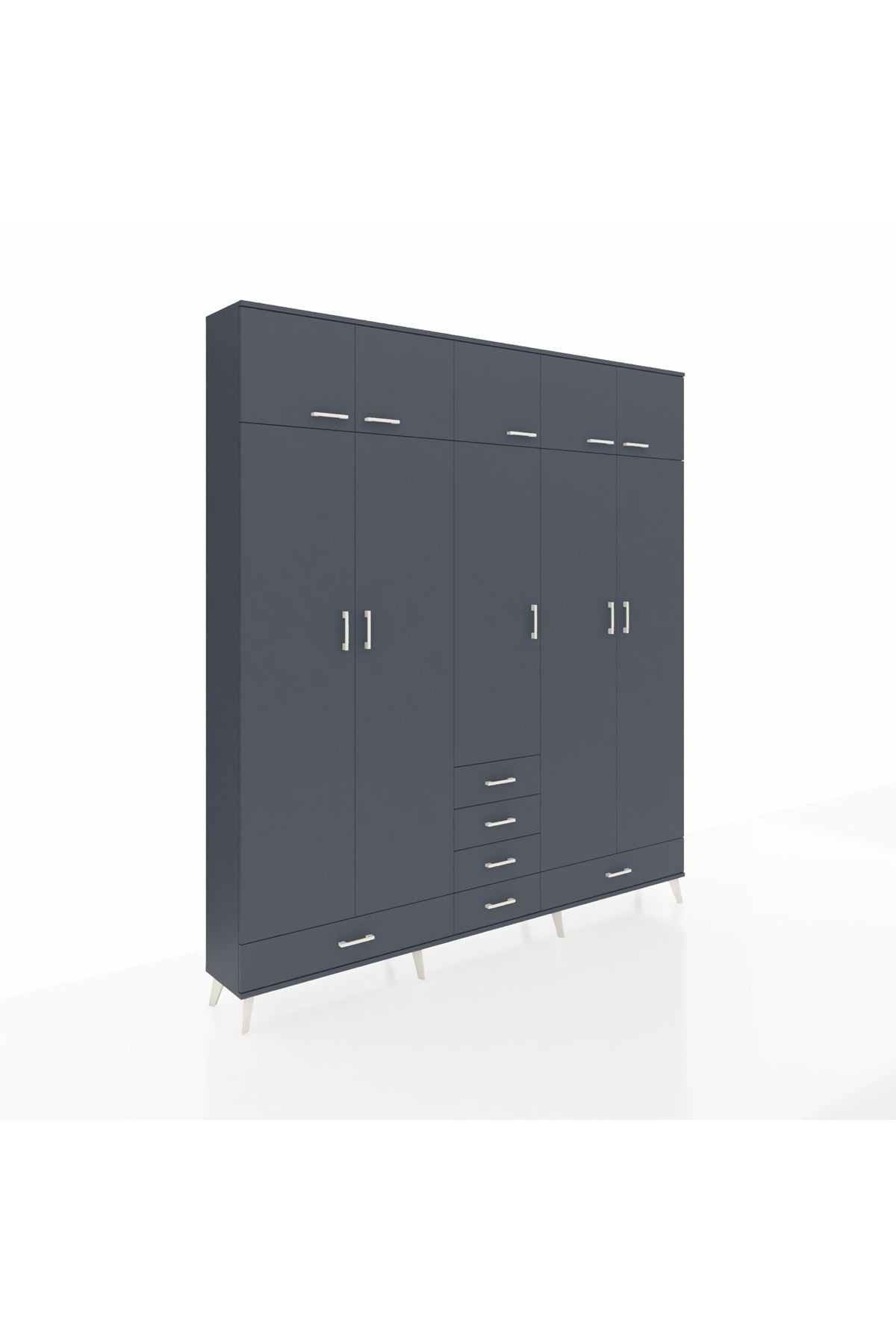 Arges Gardrop 6 Raflı 6 Çekmeceli 4 Askılı 220x30x243 Antrasit-Antrasit