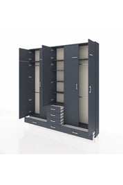 Arges Gardrop 6 Raflı 6 Çekmeceli 4 Askılı 220x30x243 Antrasit-Antrasit