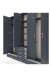 Arges Gardrop 6 Raflı 6 Çekmeceli 4 Askılı 220x30x243 Antrasit-Antrasit