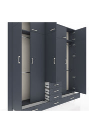 Arges Gardrop 6 Raflı 6 Çekmeceli 4 Askılı 220x30x243 Antrasit-Antrasit